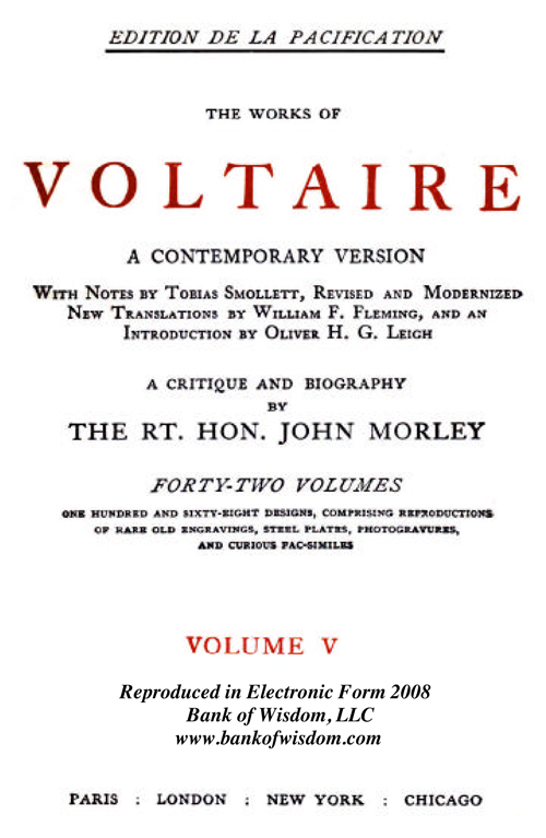 The Works of Voltaire, Vol. 5 of 42 vols + INDEX volume 43